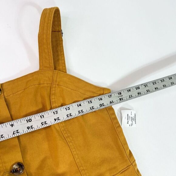 Thread and Supply Dress Womens Large Gold Button Up Front Overall Dress - Picture 6 of 10